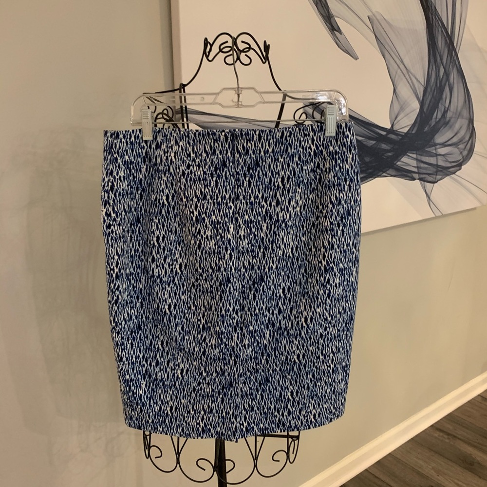 Willi Smith Royal Blue-Black graphic pencil skirt